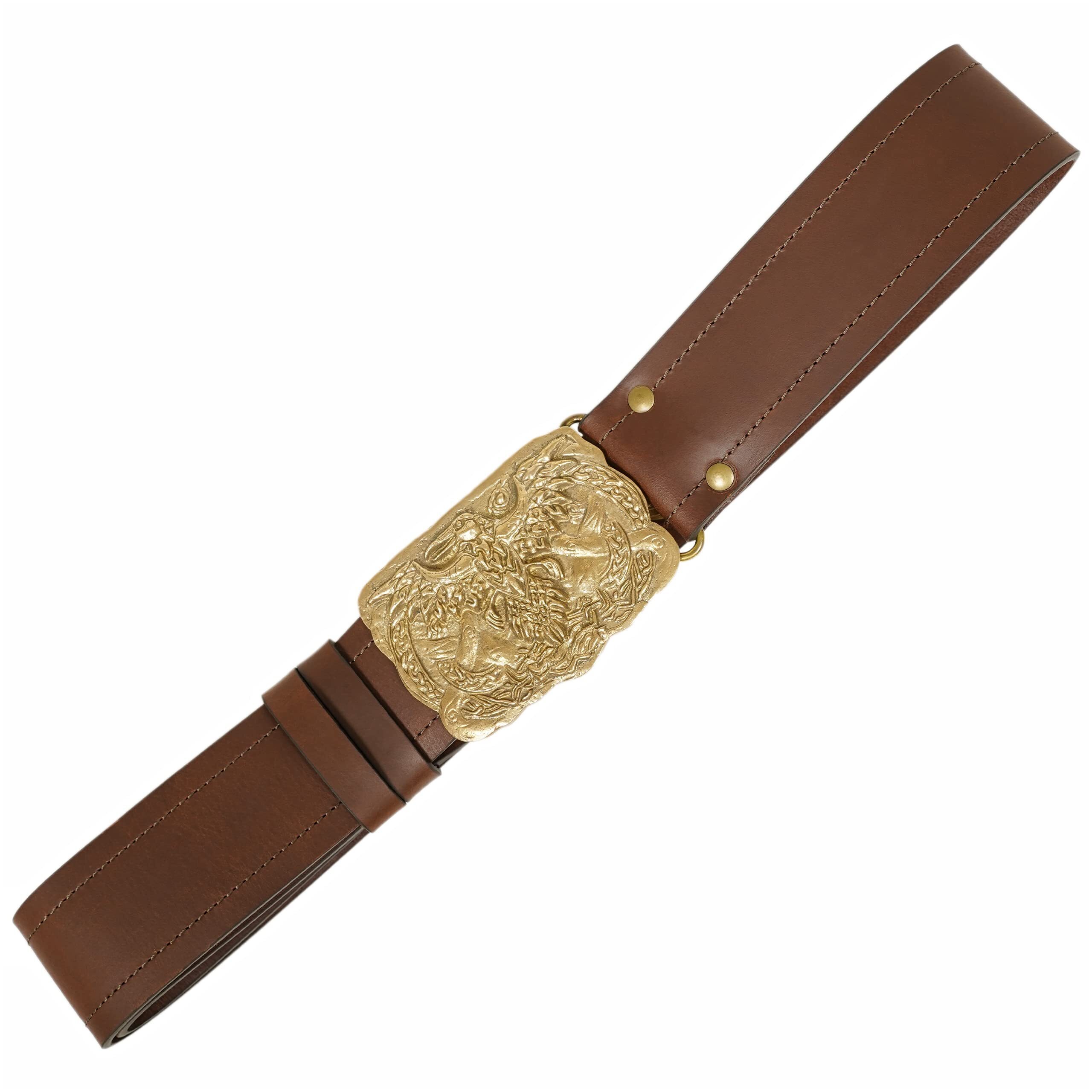 5243 Medieval Knight Leather Belt Viking Reenactment Accessory With Heavy